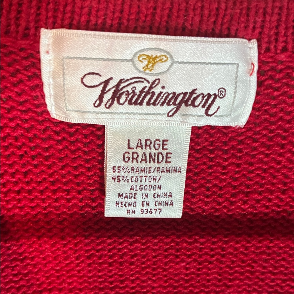Worthington L Red Knit vest with Black beading and buttons Vintage Holiday Party - Picture 2 of 9